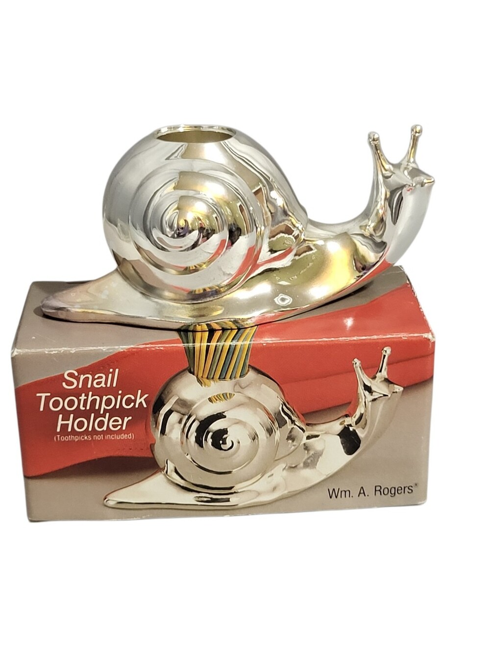 Vintage William A. Rogers Snail Toothpick Holder Silver Plated Japan NEW IN BOX